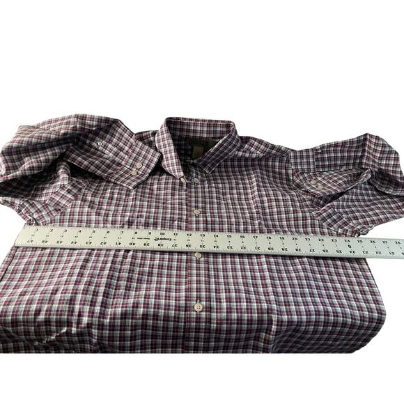 Duluth Trading Co. Mens XL Red White Plaid Shirt Trim Fit Collar Long Sleeves - Picture 4 of 12
